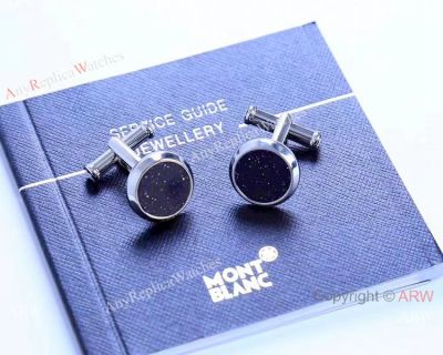 Copy Montblanc Star Cufflinks Stainless Steel in Blue/Silver